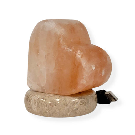 USB Himalayan Salt Lamp Carved Heart Love Shape Pink Crystal Rock LED Light-Himalayan products-The Himalayan Salt Collective