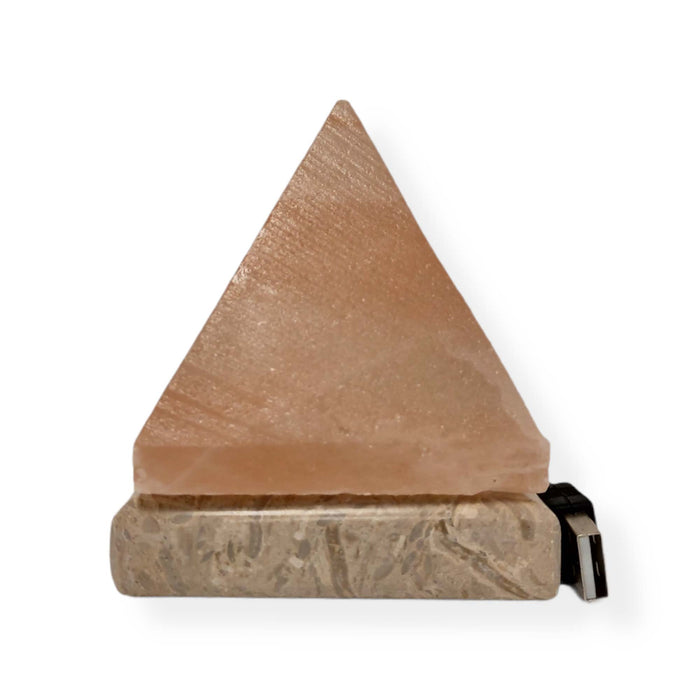 USB Himalayan Salt Lamp Carved Pyramid Triangle Shape Pink Crystal Rock LED Light-Himalayan products-The Himalayan Salt Collective
