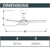 Ventair SPYDA-50-LIGHT - 3 Blade 1250mm 50" Fully Moulded PC AC Ceiling Fan With 20W LED Light-FANS-Ventair
