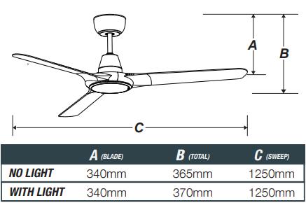 Ventair SPYDA-EC - 3 Blade 50" 1250mm EC Ceiling Fan with Switchable CCT LED Light-FANS-Ventair