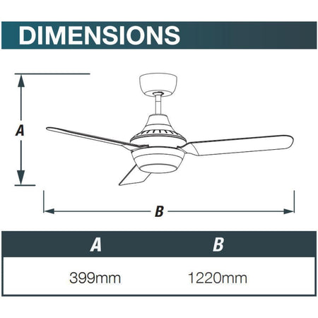 Ventair STANZA-48-LIGHT-REMOTE - 3 Blade 1220mm 48" AC Ceiling Fan With Light And Remote-FANS-Ventair