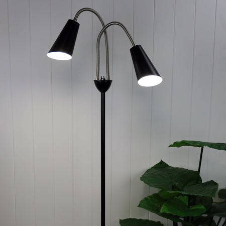 Walt 2 Light Floor Lamp Black & Brushed Chrome - SL98812BC-Floor Lamps-Oriel Lighting